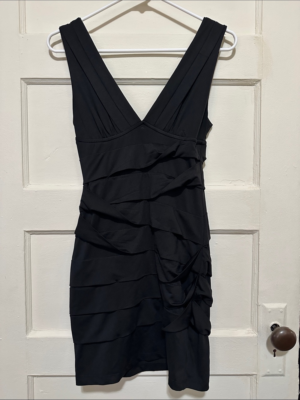 Forever 21 Black V-Neck Ruffled Mini Dress